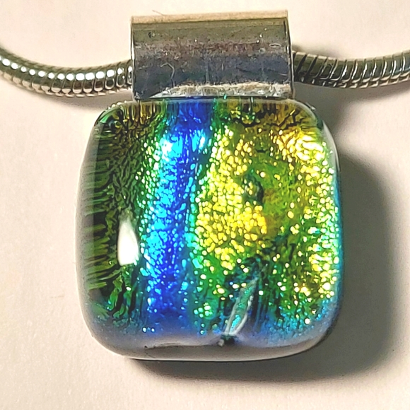 3 for$25- Rainbow Glass & Silver Pendant & Chain - Picture 4 of 11